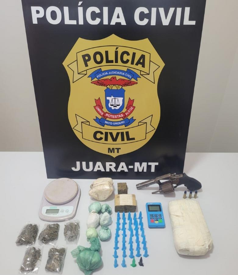 Polícia Civil de Juara prende dois elementos por tráfico e aprende