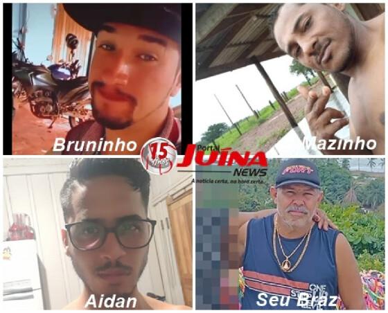 Bruninho, Mazinho e Aidan, foram vítimas de homicídio, e seu Braz morreu em acidente de moto