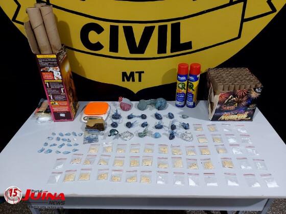 Drogas apreendidas na casa do suspeito ontem pela Polícia Civil