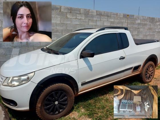 Veículo e droga apreendida com Karol